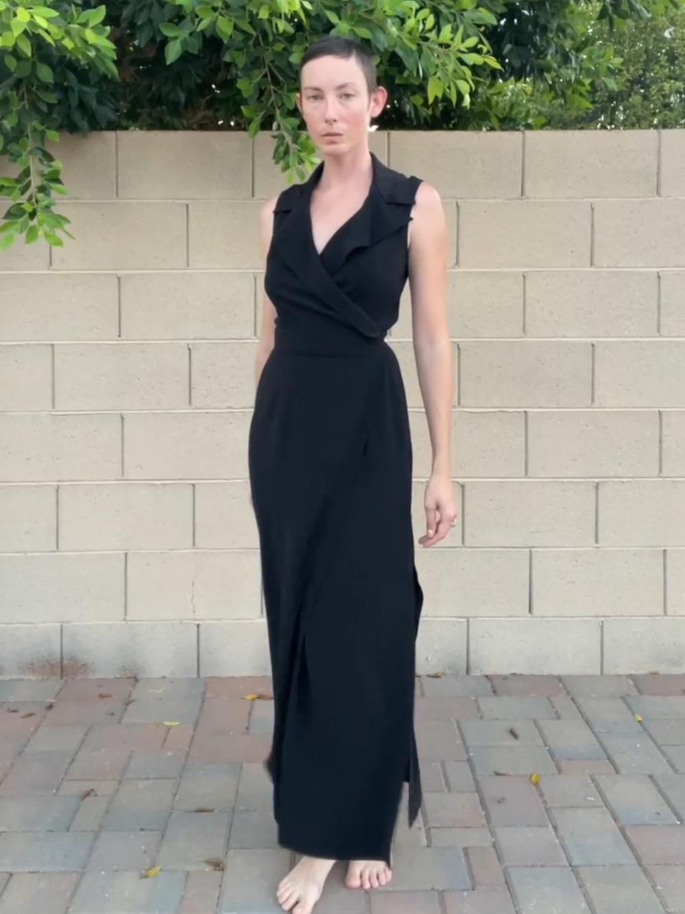 Black Sleeveless Wrap Maxi Dress - Elegant Evening Wear